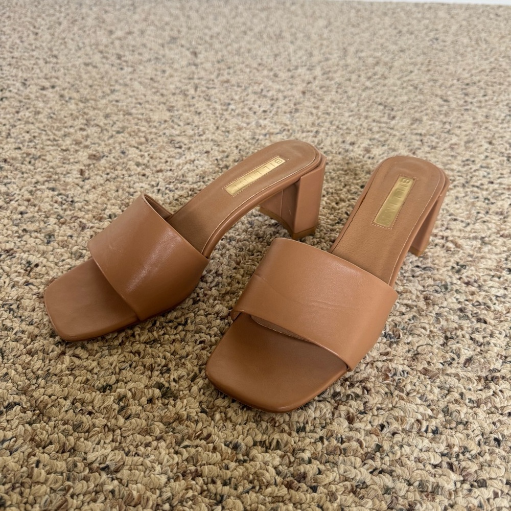 Tan Block Heel Sandals